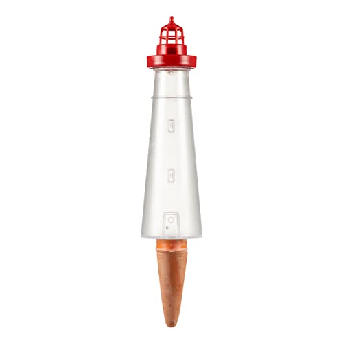 Scheurich Lighthouse XL, Wasserspeicher aus Kunststoff, Farbe: Lighthouse XL, Red/Transp., 12 cm Breite, 9 cm Tiefe, 40,8 cm hoch, 0,5 l Vol. von Scheurich