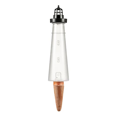 Scheurich Wasserspender Lighthouse XL | 1x Schwarz | 500 ml Füllmenge | Bewässerungskugel klein mit Ton Fuß | Wasserspender Pflanzen und Blumen Terrakotta Stiel von Scheurich