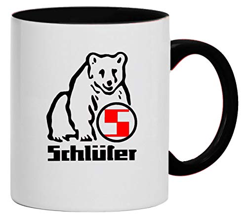 Schlüter Bärenlogo Tasse Kaffeebecher Keramik, 330 ml Inhalt | Weiß/Schwarz von Schlüter