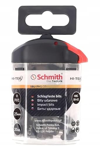 SCHMITH Schlagbohrer Set Pz1 25mm 20 Stück BIT Geeignet für Bohrer und Schraubendreher, auch für Schlagbohrmaschinen - Hochwertiger S2-Stahl von Schmith