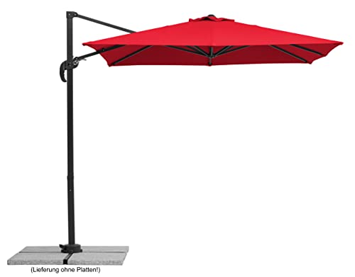 Schneider Sonnenschirm Rhodos Junior, rot, 230 x 230 cm quadratisch, 759-77, Gestell Alu/Stahl, Bespannung Polyester, 17 kg von Schneider Schirme
