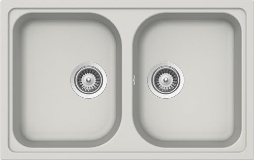 SCHOCK Lithos Küchenspüle mit 2 Becken, klein, Material Cristalite®, New Alumina, 790 x 500 mm von Schock