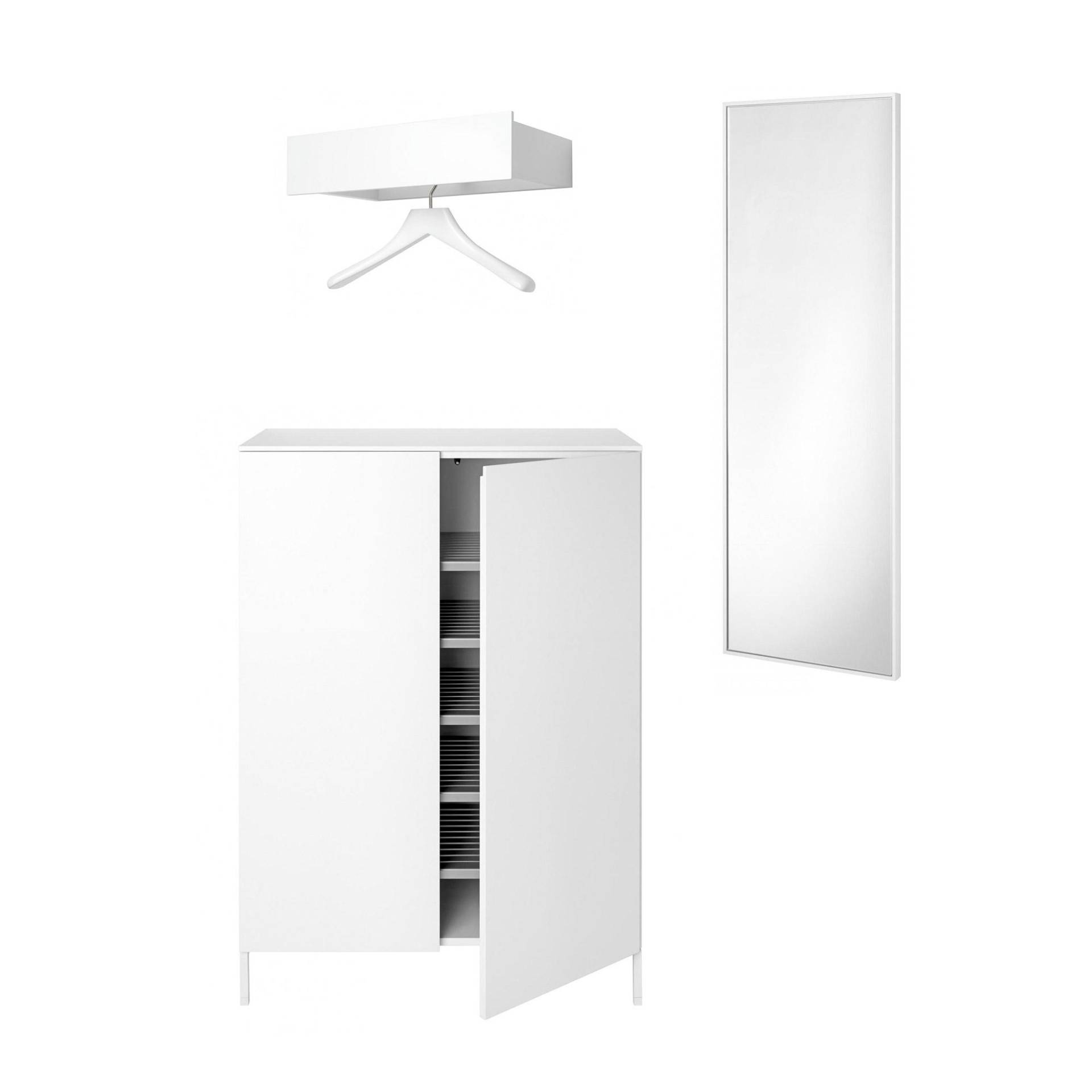 Schönbuch - Urban Allrounder Garderobe - schneeweiß/lackiert/1x kleine Wandgarderobe/1x großer Wandspiegel/1x Kommode - Schuhschrank 80x116x39.1cm von Schönbuch