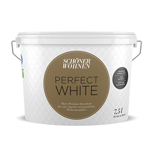 Schöner Wohnen Perfect White Innenfarbe, Weiße Wandfarbe, Matt, 7.5 L von Schöner Wohnen