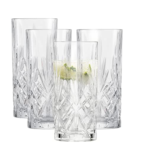 SCHOTT ZWIESEL Longdrinkglas Show (4er-Set), anmutiges Trinkglas für Longdrinks mit Relieff, spülmaschinenfeste Kristallgläser (Art.-Nr. 121878) von Schott Zwiesel