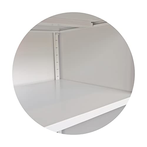 zusätzlicher Fachboden | Einlegeboden für Flügeltürenschrank | Stahlschrank 92x42 cm (BxT) inklusive je 4 Fachbodenträger (verkehrsweiß (RAL 9016)) von Schrank & Stuhl
