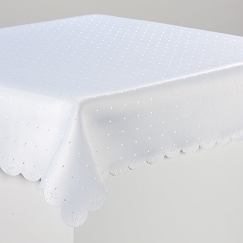 Schwar Textilien Tischdecke Tischtuch Tafeldecke DAMAST Punkte Fleckversiegelt Gastronomie Farbe Weiß Maße 130x220 oval von Schwar Textilien