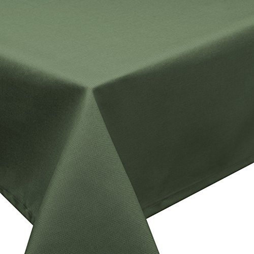 Tischdecke Fleckschutz LOTUS Effekt Garten LEINEN Optik bügelfrei abwaschbar uni Farbe Dunkelgrün Größe rund 160 cm von Schwar Textilien