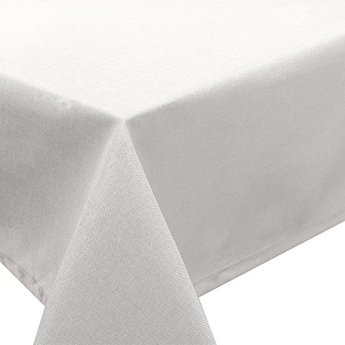 Tischdecke Fleckschutz LOTUS Effekt Garten LEINEN Optik bügelfrei abwaschbar uni Farbe Weiß Größe eckig 110x160 cm von Schwar Textilien
