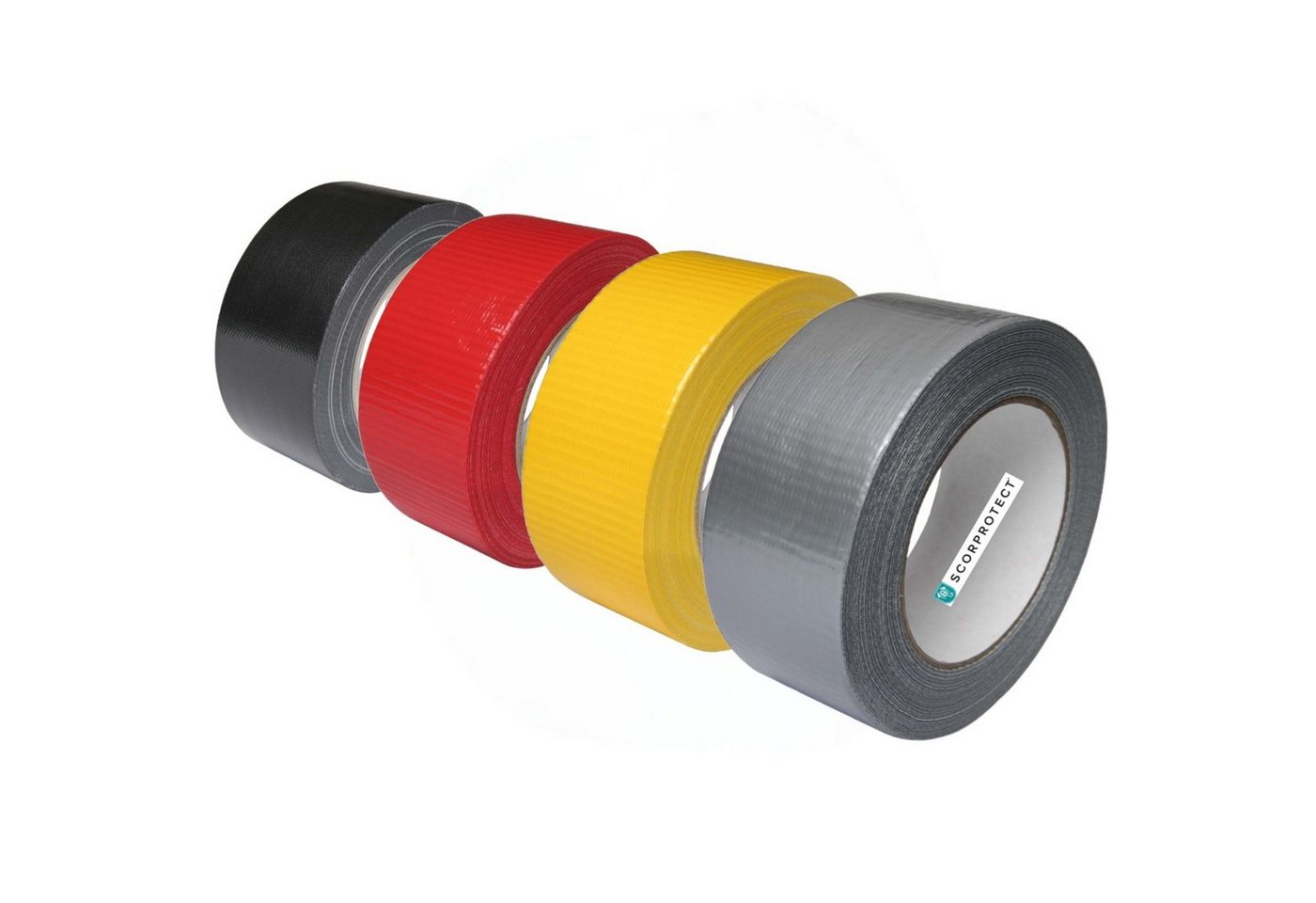 Scorprotect® Klebeband 4 farbige stark klebende Gewebeklebebänder auf Rolle 48 mm x 50 von Scorprotect®