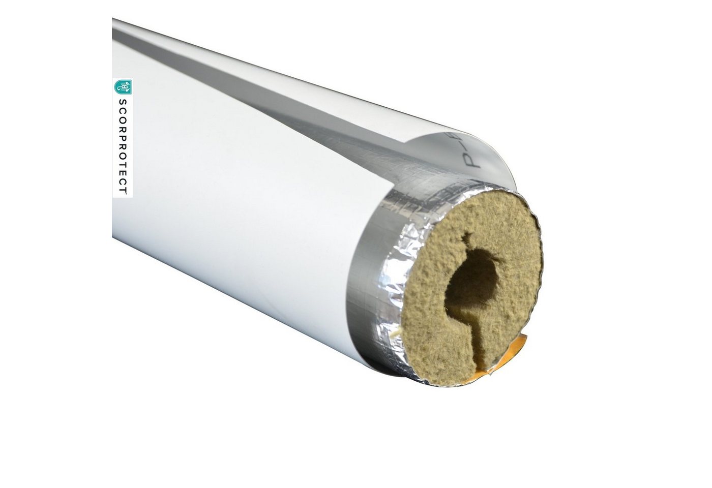 Scorprotect® Steinwolle PVC Folienzuschnitt selbstklebend hellgrau für gedämmte Rohre von Scorprotect®