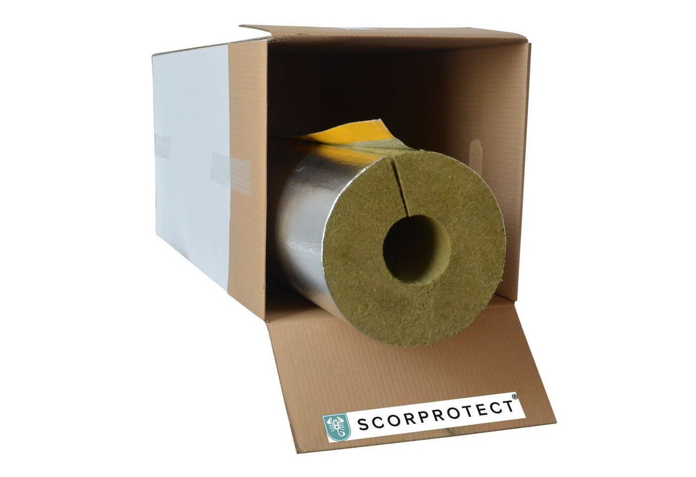Scorprotect® Steinwolle voller Karton Rohrschale Rohrisolierung Steinwolle alukaschiert 0.040 W/mK, (1-St) von Scorprotect®