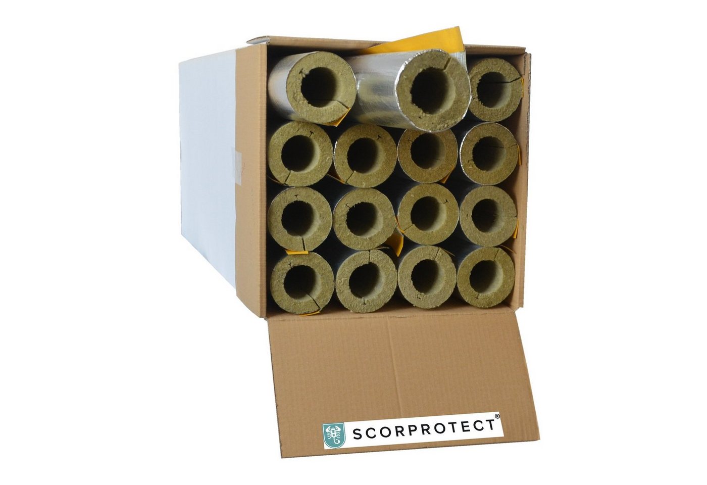 Scorprotect® Steinwolle voller Karton Rohrschale Rohrisolierung Steinwolle alukaschiert 0.040 W/mK, (16-St) von Scorprotect®