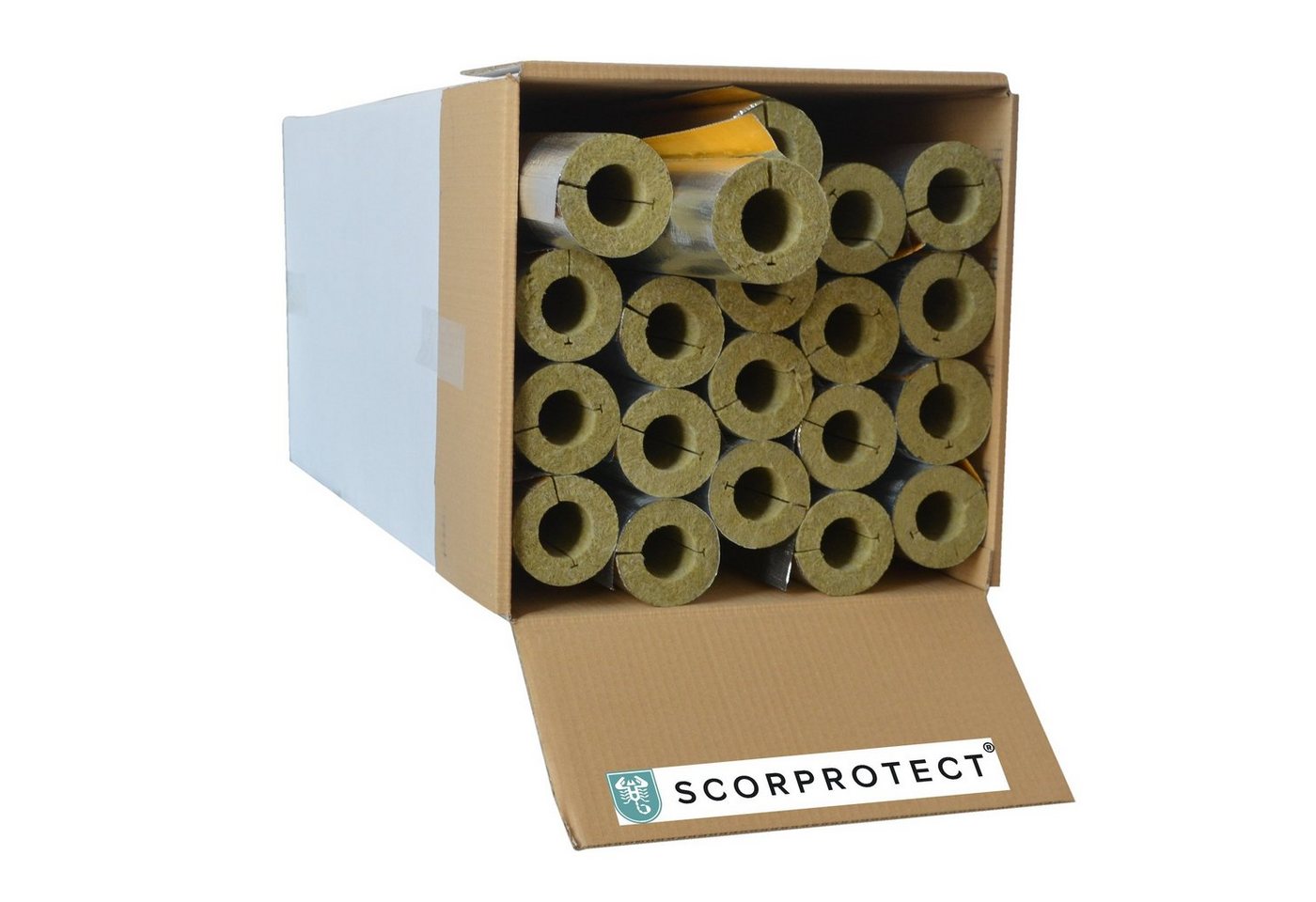 Scorprotect® Steinwolle voller Karton Rohrschale Rohrisolierung Steinwolle alukaschiert 0.040 W/mK, (20-St) von Scorprotect®