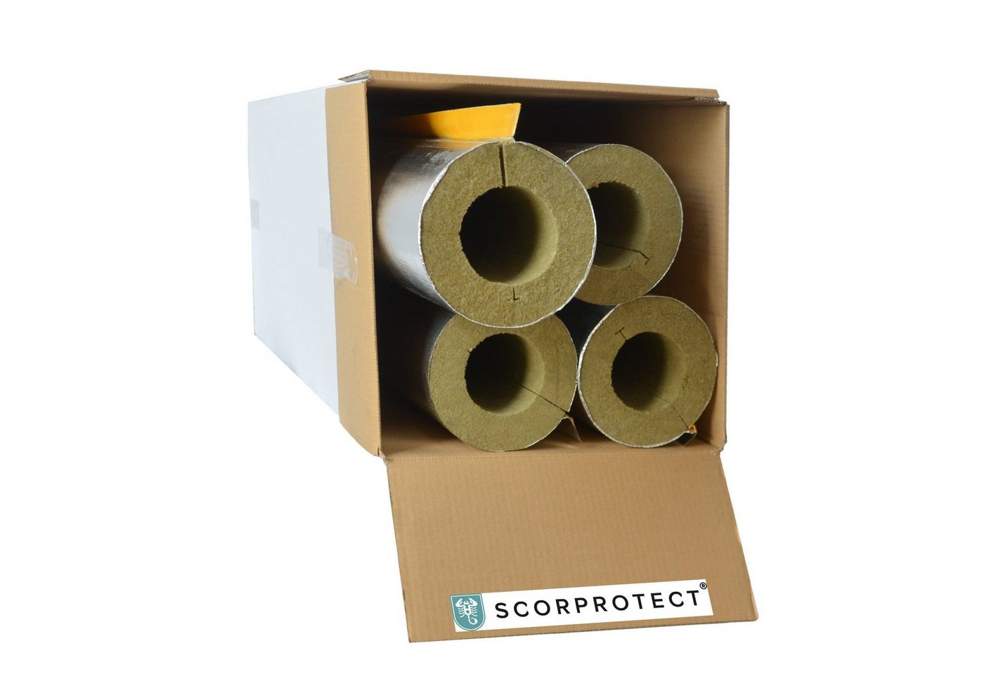 Scorprotect® Steinwolle voller Karton Rohrschale Rohrisolierung Steinwolle alukaschiert 0.040 W/mK, (4-St) von Scorprotect®