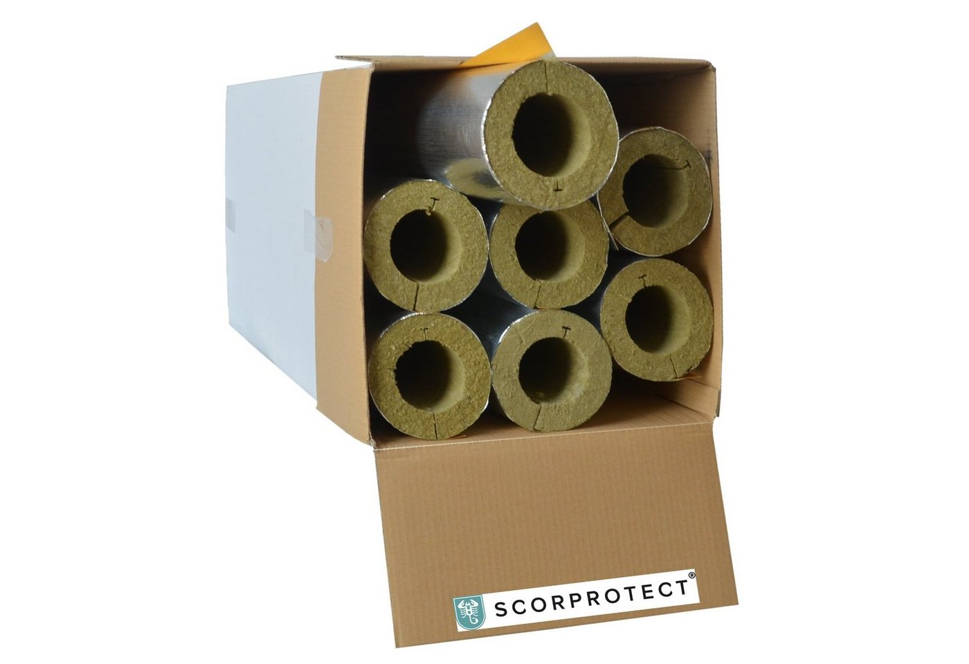 Scorprotect® Steinwolle voller Karton Rohrschale Rohrisolierung Steinwolle alukaschiert 0.040 W/mK, (5-St) von Scorprotect®