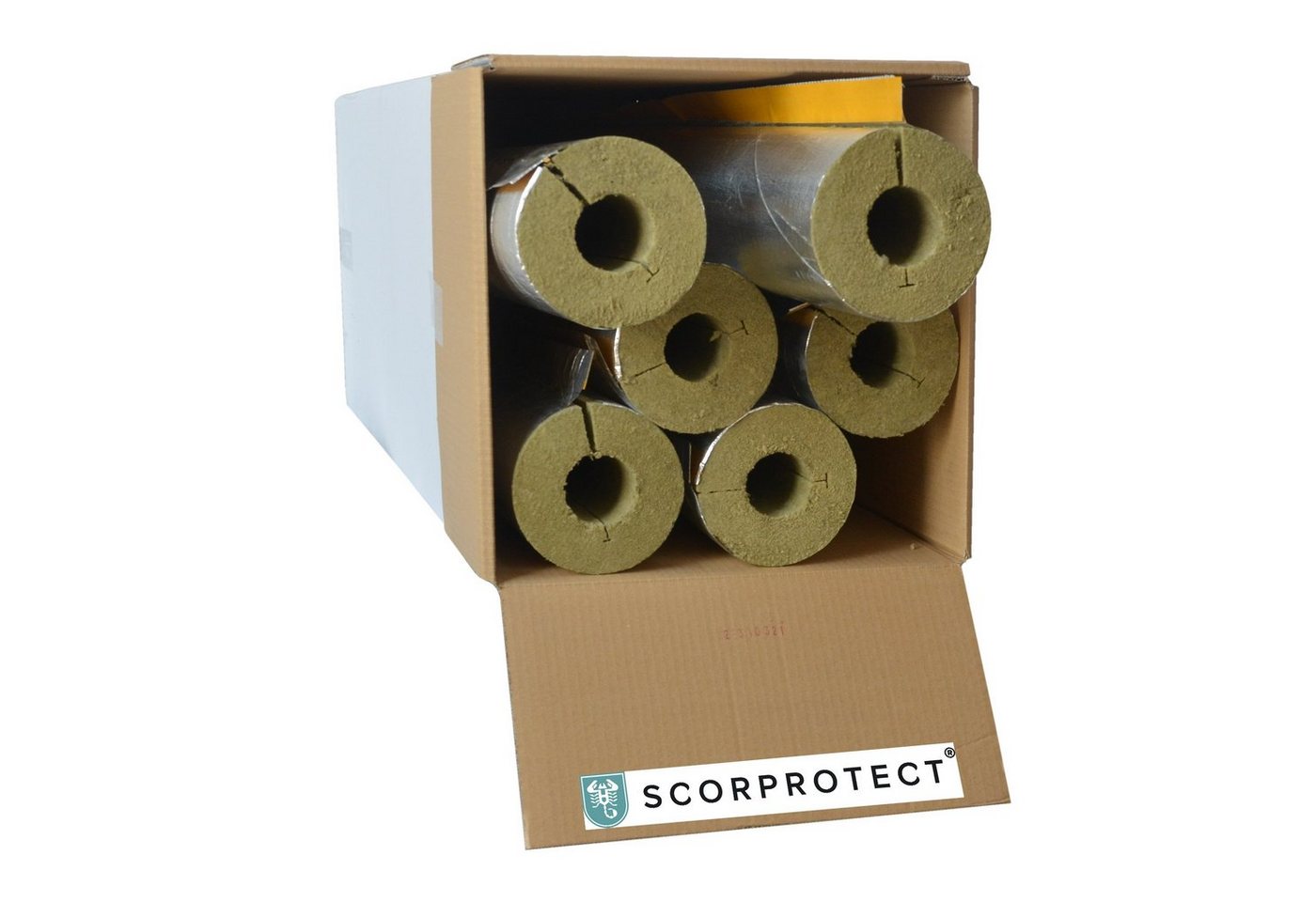 Scorprotect® Steinwolle voller Karton Rohrschale Rohrisolierung Steinwolle alukaschiert 0.040 W/mK, (6-St) von Scorprotect®