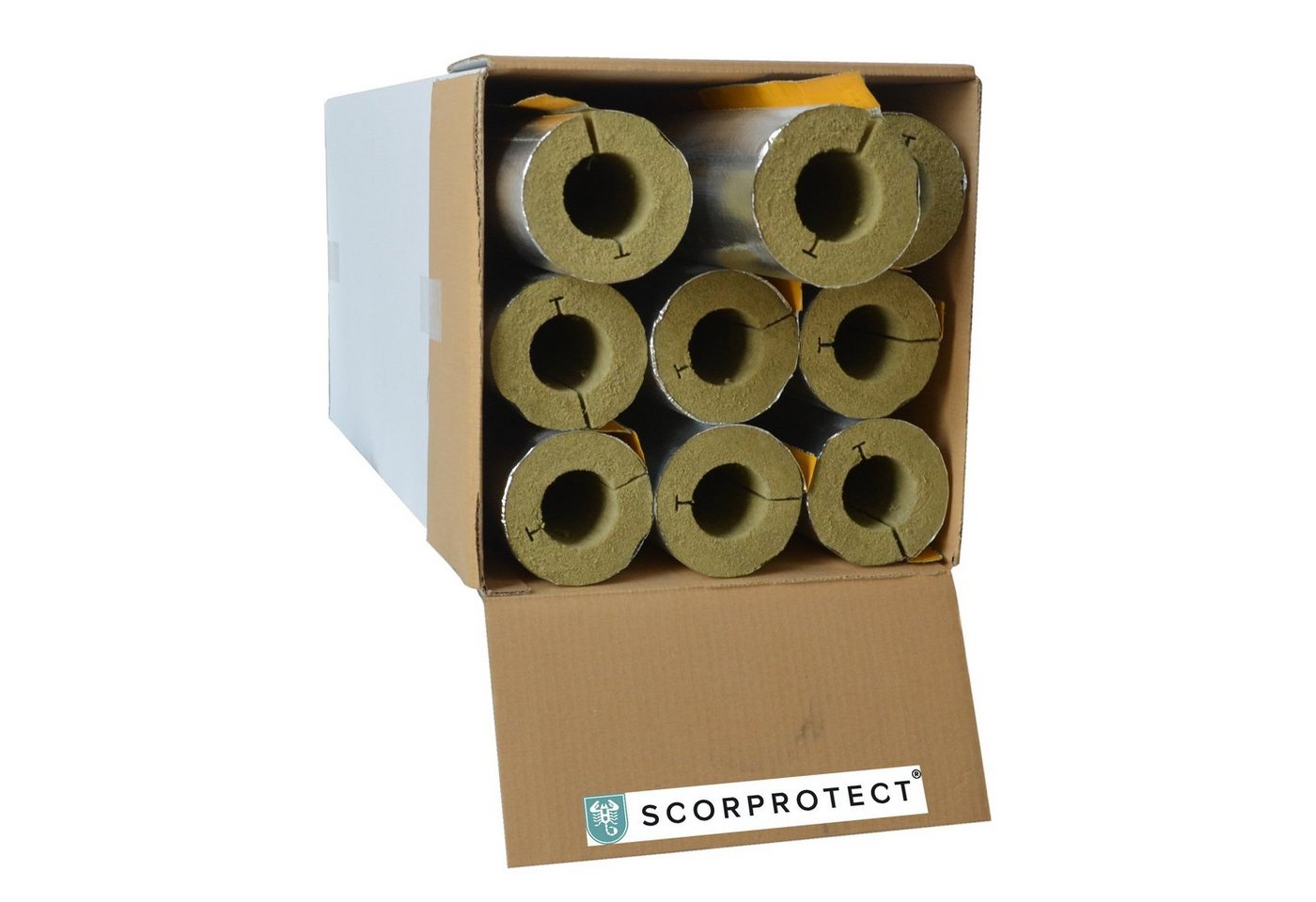 Scorprotect® Steinwolle voller Karton Rohrschale Rohrisolierung Steinwolle alukaschiert 0.040 W/mK, (9-St) von Scorprotect®