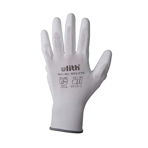 Scorprotect Arbeitshandschuhe Handschuhe PU/Nylon Feinstrick weiß (10 = XL) von Scorprotect