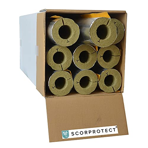 voller Karton Alukaschierte Rohrschale Rohrisolierung Steinwolle mit 0.040 Wärmeleitfähigkeit (Steinwolle, 60 x 30 mm x 1 Meter) von Scorprotect