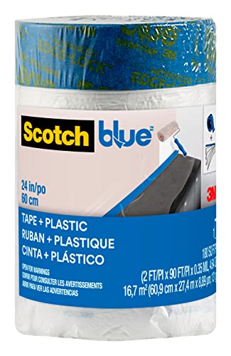 ScotchBlue Malerabdeckfolie mit Klebeband Nachfüllrolle PT2093EL-24, 60,9 cm x 27,4 m, 1 Rolle/Packung von ScotchBlue