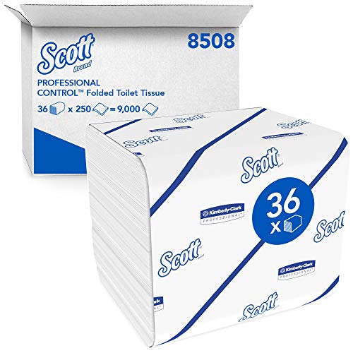 Scott Control Einzelblatt-Toilettenpapier 8508 – 2-lagiges Toilettenpapier – 36 Packungen x 250 Blatt (9.000 Blatt) von Scott