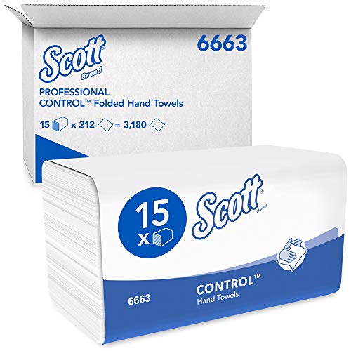 Scott Control Falthandtuch mit Interfold Faltung 6663 – Papierhandtücher mit V-Faltung – 15 Packungen x 212 Handtuchpapier, hervorragende Saugfähigkeit von Scott