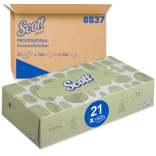 Scott Kosmetiktüchern 8837 – weich und saugfähig, weiß, 2-lagig, 21 x 100 (2.100 Tücher) von Scott