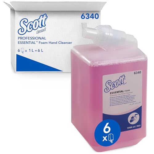Scott Essential Schaum-Seife für die tägliche Verwendung 6340 – parfümierte Handseife – 1 x 1 Liter, Kassetten rosafarbener Handreiniger (insges. 1 l) von Scott