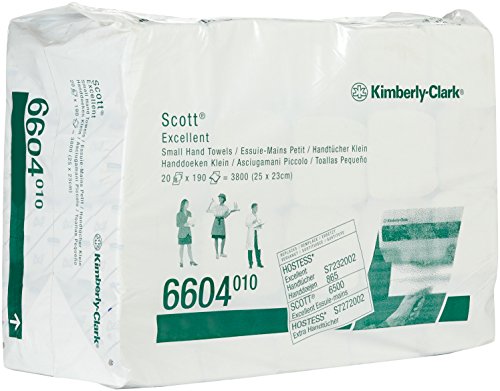 Scott Excellent Interfolded Handtücher 6604 – 190 weiße, 2-lagige Tücher pro Packung (Karton enthält 20 Packungen) von Scott