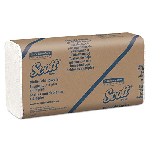 Scott Multifold Handtücher 1860 – 250 weiße, 1-lagige Tücher pro Packung (Karton enthält 16 Packungen) von Scott