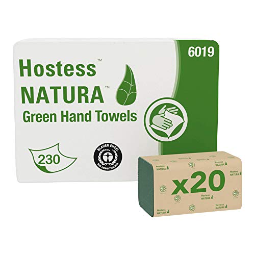 Scott Natura Papierhandtücher 6019 - Papiertücher für Spender - 20 Packungen x 230 Falthandtücher - grün, 1-lagig, 20 Packungen x 230 Tücher von Scott