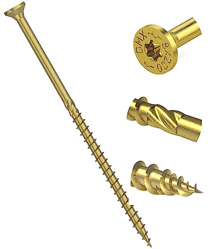 8 mm x 100 mm gelbe gehärtete Senkkopf-Torx-Holzbauschraube mit flachem Kopf, Hochleistungs-Schreinerschrauben (20 Stück) von Screws City