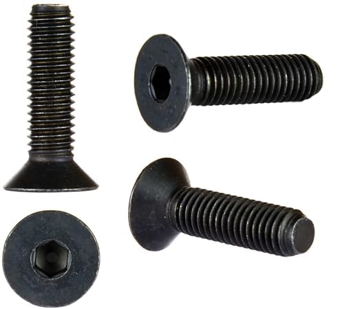 M8 (8 mm x 50 mm) schwarze Zink-Flake 10,9 Innensechskant-Senkkopfschrauben mit Flachkopf (20 Stück) von Screws City