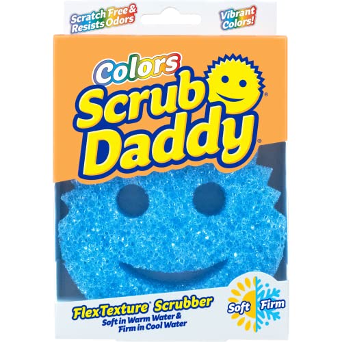 Scrub Daddy Colours Putzschwamm, Smiley Schwamm Küche Blau Spülschwamm und Topfreiniger, Radierschwamm Schmutzradierer, Geruchsresistente Spülschwämme, Spülmaschinenfester Reinigungsschwamm von Scrub Daddy