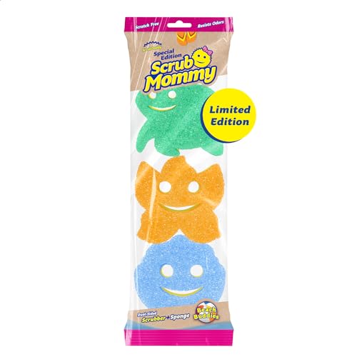 Scrub Daddy Scrub Mommy Special Edition Summer – kratzfreier Mehrzweck-Geschirrschwamm – BPA-frei und hergestellt aus Polymerschaum – Flecken- und geruchsresistenter Küchenschwamm (3 Stück) von Scrub Daddy