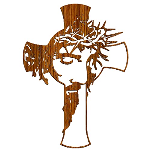 Christliches Holz-Wandkreuz, an der Wand befestigtes Kunsthandwerk, zum Aufhängen, Jesus-Kreuz, Kruzifix, christliche Wandskulptur, Hakenloch-Design, religiöse durchbrochene Schnitzerei Wanddekoration von Scucs