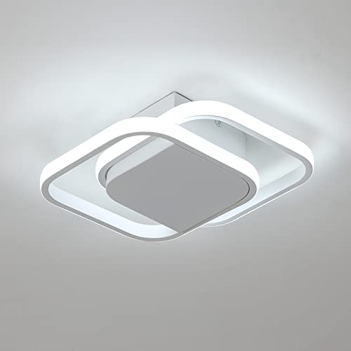 Seamoon Moderne LED Deckenleuchte, 24W Einfaches Weiß Quadratisch Deckenbeleuchtung Lampe 6500K, 2000LM Doppelrahmen Deckenlampe im Nordischen Stil, 220V, für Wohn und Geschäftsräume von Seamoon