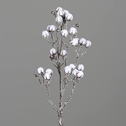 Seidenblumen Roß Baumwollzweig geeist 46cm DP Kunstpflanzen künstliche Blumen Pflanzen Baumwolle von Seidenblumen Roß
