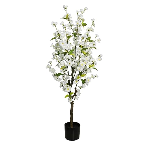 Kirschblütenbaum 120cm weiß LA künstlicher Baum Kunstbaum Kunstpflanze künstliche Pflanzen (Weiß) von Seidenblumen Roß