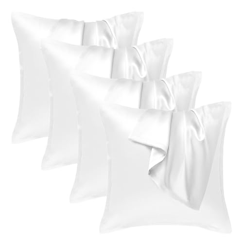 Seiwohl Satin Kissenbezug 80x80, 4 Stück Satin Kopfkissenbezug Pillowcase Kissen Bezug Kissenhülle für Haar und Haut, ähnlich wie Seide, Weiß von Seiwohl