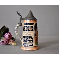 Keramik-Bierkrug, Vintage-Keramik, Heimdekoration, Bierkrug, Rustikaler Deutscher Bierkrug von SekulidisAntiques