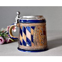 Vintage Deutschland Keramik Bierkrug Rustikal Dekor Wohnkultur Bier Porringer von SekulidisAntiques