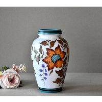 Vintage Keramik Gouda Plateel Vasen Home Decor Hand Flora Tisch Dekor von SekulidisAntiques