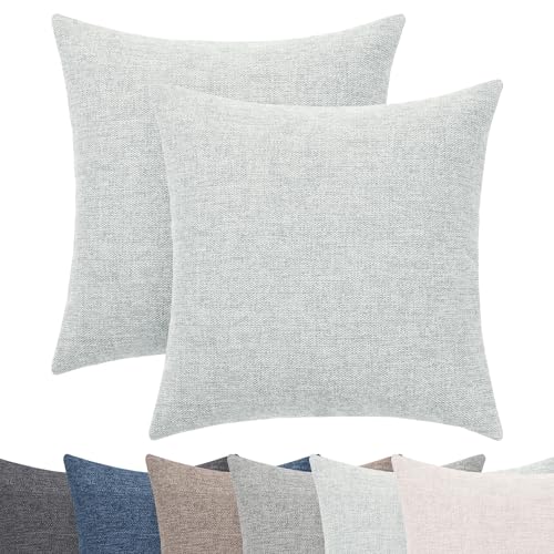 Selfitex 2er Set Couchkissen 50x50 cm, Sofakissen mit Füllung und Bezug, kuschelweiches Lesekissen, dekoratives Fernsehkissen, Deko- und Kopfkissen, Rückenkissen mit modernem Design (Hellgrau) von Selfitex