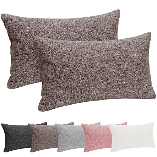 Selfitex 2er Set 30x50 cm, Sofakissen mit Füllung und Bezug, Dekokissen, Kopfkissen mit weicher Kissenfüllung, stilvolle Kissen Deko, robuster Polsterstoff, hochwertiges Couch Kissen (Braun) von Selfitex