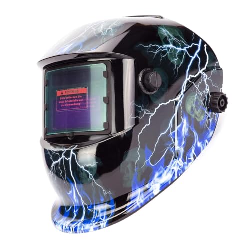 Automatik Schweißhelm Automatische Verdunkelung Schweißmaske + Solarzellen, Schweißschirm mit großem Sichtfeld, für MIG MAG Wig und Lichtbogenschweißen, DIN 9-13 SN858 von Sellnet