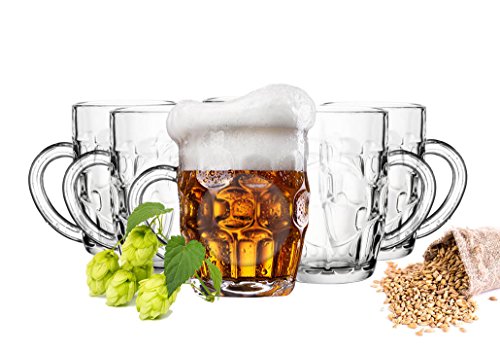 6 x Biergläser mit Henkel 400ml Bierseidel Bierkrüge Bierglas Bierkrug Glas von Sendez