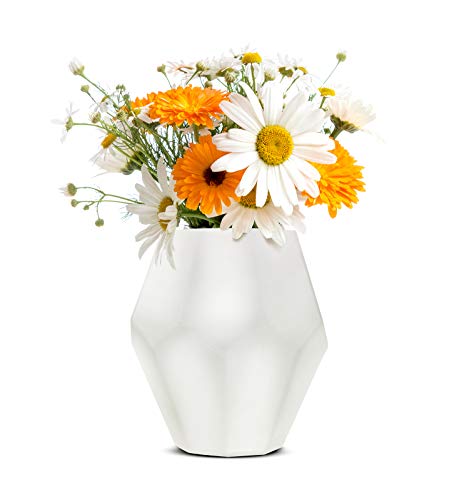 Blumenvase 'Heidi' Vase Tischvase Glasvase Dekovase Blumentopf Pflanztopf (Weiß) von Sendez