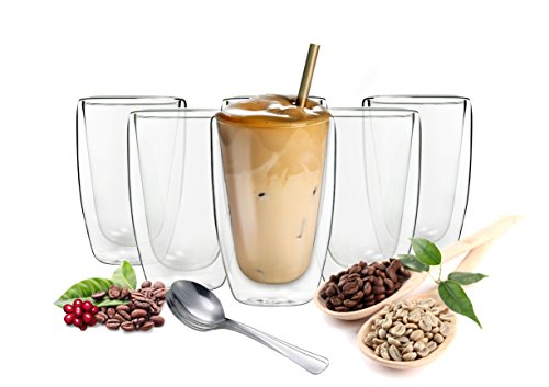Sendez 6 doppelwandige Cappuccino Gläser 200ml Kaffeegläser Teegläser Gläser Set Thermoglas von Sendez